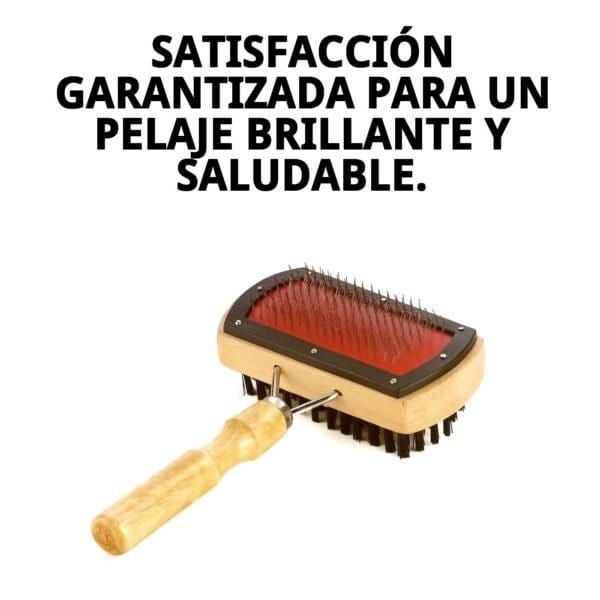 Cepillo bambú doble moly para perros y gatos, ideal para pelajes largos y medios, grooming profesional y cuidado saludable.