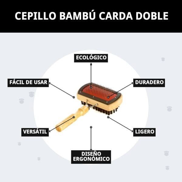 Cepillo de bambú doble para peluquería, resistente, ecológico y fácil de usar.