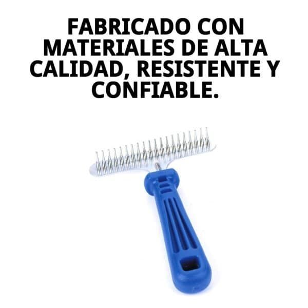 Rastrillo metálico para removert primer capa, elimina subpelo suelto sin dañar el manto.