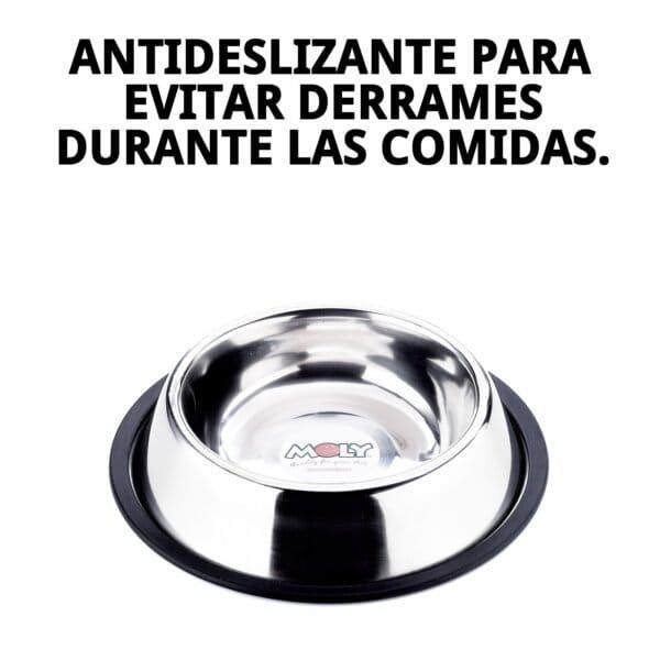Tenedor para mascotas en acero inoxidable 16 cm con base antideslizante, fácil de limpiar y resistente.