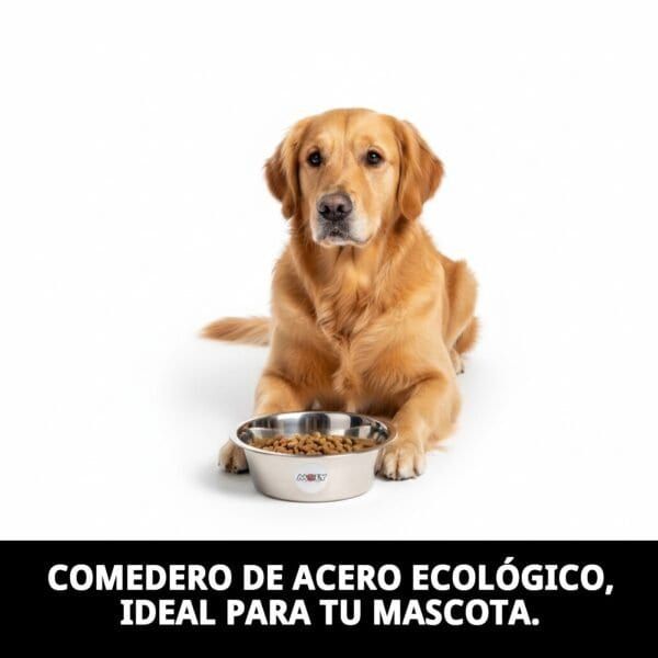 Comedero de acero ecológico para perros, ideal para tu mascota, duradero y fácil de limpiar.