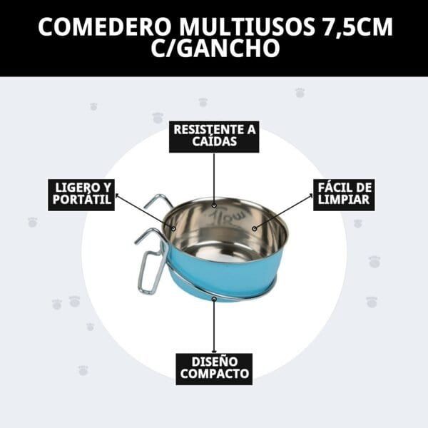 Recipiente para mascotas resistente a caídas, fácil de limpiar y compacto.