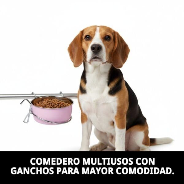 Comedero multiusos con ganchos para mascotas pequeñas y grandes.