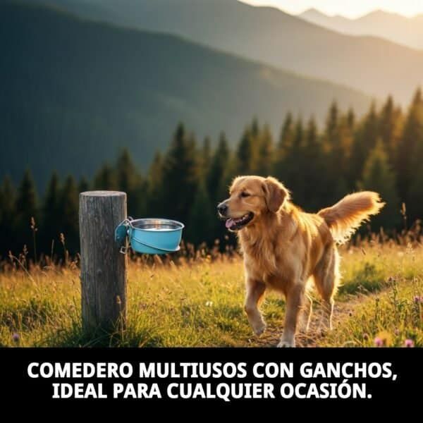Cuenco multiusos para perros con ganchos, ideal para camping y paseo.