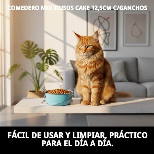 Comedero multiusos para mascotas con ganchos.