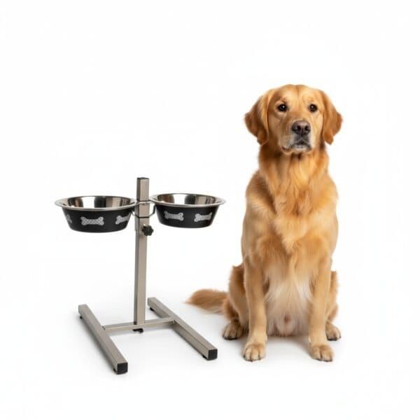 comedero doble regulable en altura moly | 2 cuencos de 1.55 l para perros medianos y grandes