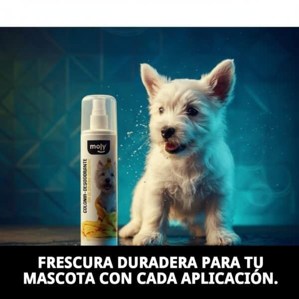 Colonia desodorante para perros, aroma suave y duradero, ideal para mantener a tu mascota fresca y limpia.