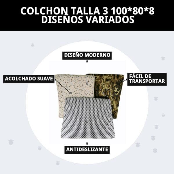 Colchón Talla 3 100*80*8 con diseños modernos y antideslizante para niños. Ligero, suave y fácil de transportar.