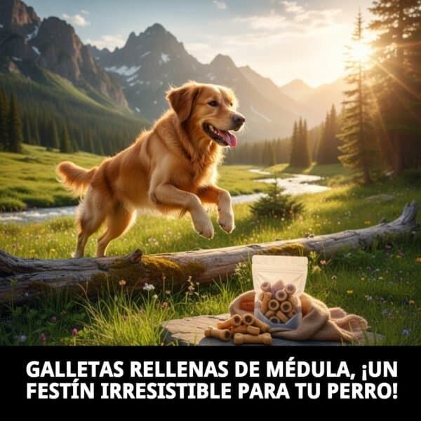 Galletas rellenas de medula para perros, snack irresistible y delicioso.