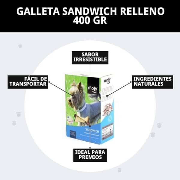 Galletas rellenas para perros, 400g, naturales, fácil de transportar, ideal para premios.