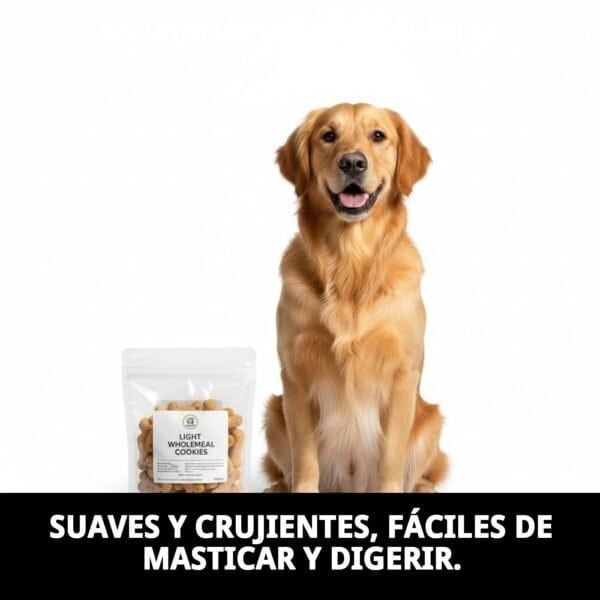 Galletas light integrales para perros, snack saludable, bajo en calorías y alto en fibra.