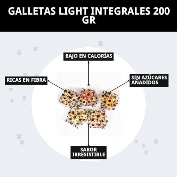 Galletas saludables para perros, bajo en calorías y alto en fibra, sin azúcares añadidos, sabor irresistible.