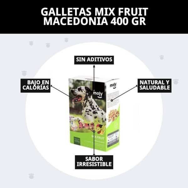 Galletas Mix Fruit Macedonia para perros, natural, saludable, sin aditivos y bajo en calorías.