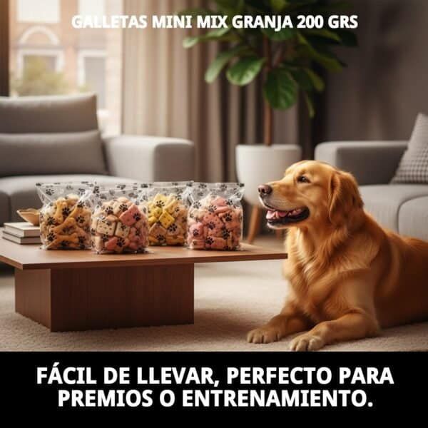 Deliciosas galletas crujientes para perros, perfectas como premio o entrenamiento. Pack de 200 g.
