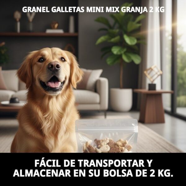 Galletas para perros, snacks crujientes y variados en 2 kg, fácil de transportar y almacenar.