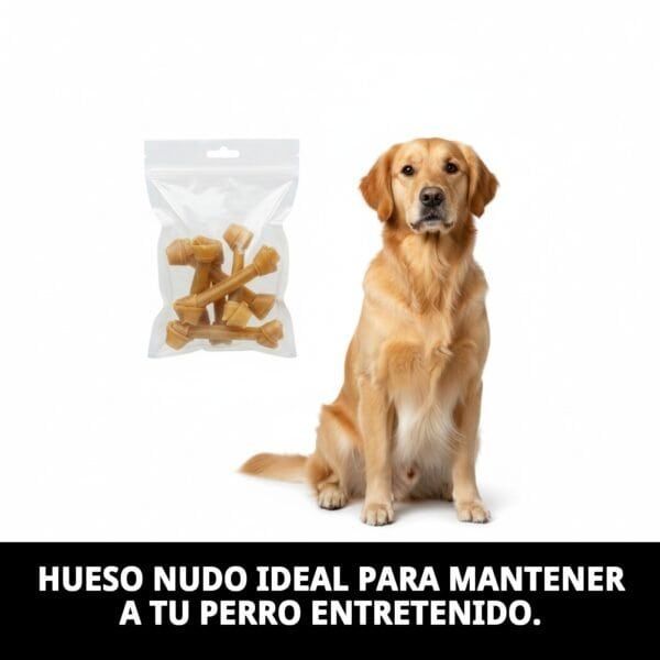 Hueso nudo para perros, snack resistente y natural, ideal para entretener y cuidar a tu mascota.