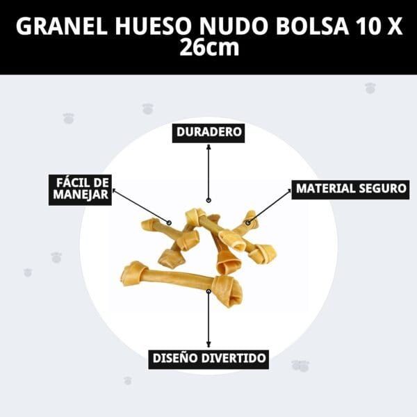 Huesos para perros 26 cm en bolsa de 10 unidades, snack natural, duradero y resistente.