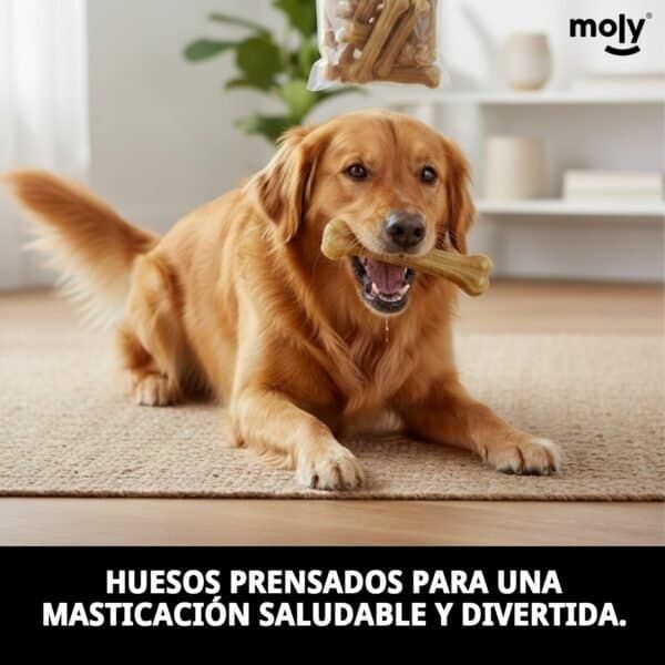 Huesos prensados 16 cm en bolsa de 22 unidades, snack natural para masticar y promover una masticación saludable.