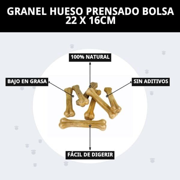 Huesos prensados para perros, bolsas con 22 unidades, natural y fácil de digerir.
