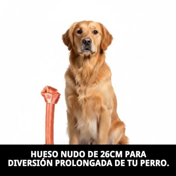 Hueso con nudo durable para perros medianos y grandes, ideal para entretenimiento prolongado.