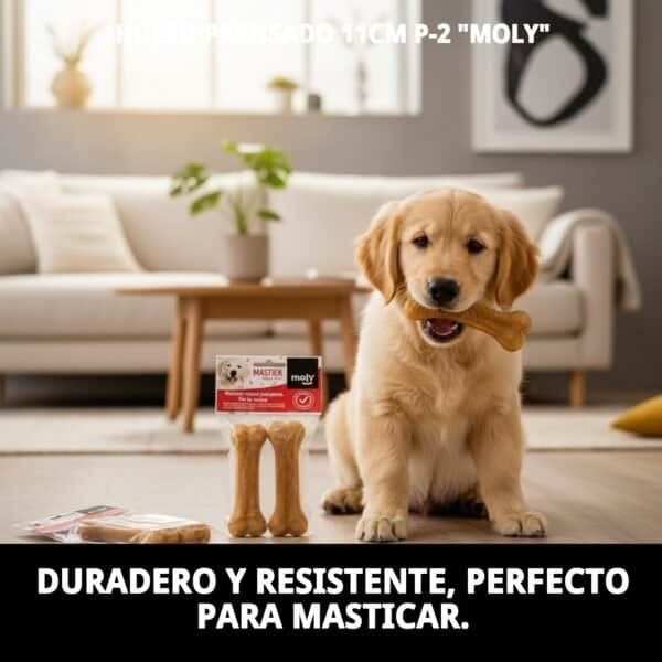 Juguete de hueso de 11 cm para masticar perros pequeños y medianos. Duradero y natural, ideal para fortalecer mandíbulas.