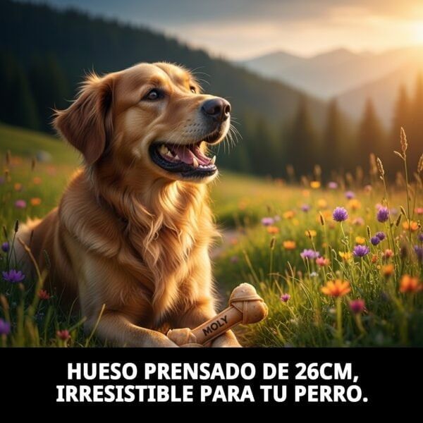 Hueso prensado 26 cm para perros medianos y grandes, resistente y saludable.