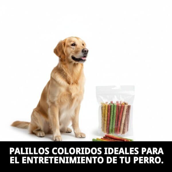 Snacks masticables para perros en bolsa de 100 unidades.