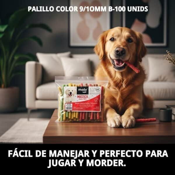 Palillos para perros Masticables, 9/10 mm, bolsa 100 unidades, snack delicioso y duradero.