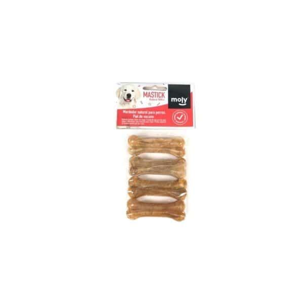 Hueso prensado de 8 cm para perros, snack natural y duradero, ideal para morder y entretener a perros pequeños.