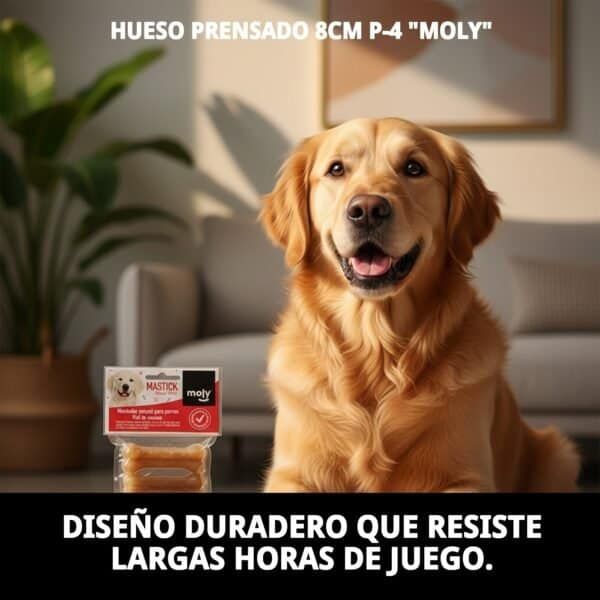 Hueso prensado para perros pequeños de 8 cm, mordisqueo natural y resistente para entretenimiento prolongado.