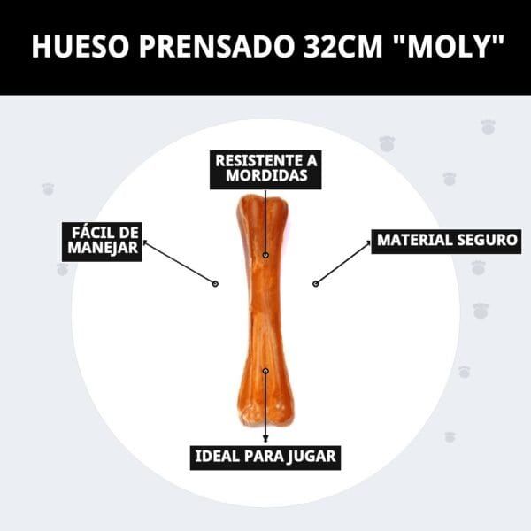 Hueso de 32 cm Molty para perros medianos, masticación duradera y natural. Fácil de manejar y seguro para tu mascota.