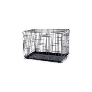 Jaula metálica resistente y plegable para perros grandes, segura y fácil de transportar. Ideal para entrenamiento y descanso.
