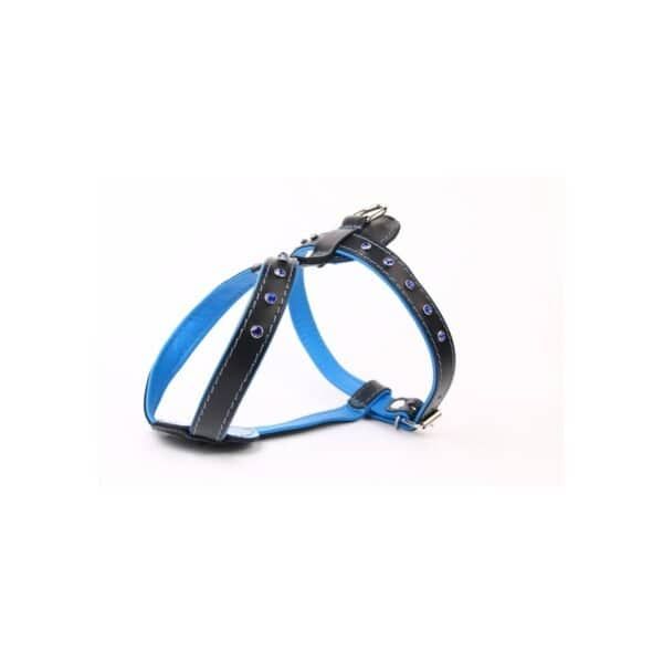 Correa de arnés para perros de piel con cristales de 60 cm, resistente y elegante.