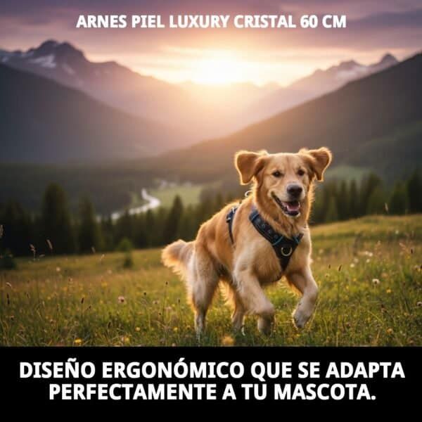 Arnés de piel para mascotas, tamaño 60 cm, con diseño elegante y cómodo. Perfecto para pasear con tu mascota.