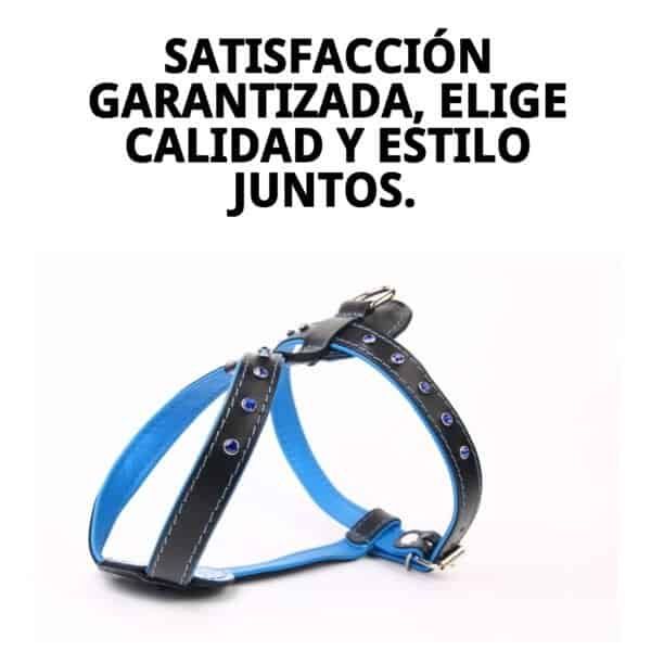Arnes de piel de lujo con cristales de 60 cm para perros con estilo y calidad.
