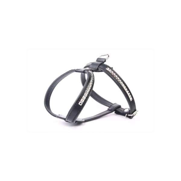 Arnés de piel premium con clavos, 90 cm, ideal para animales de lujo y estética elegante.