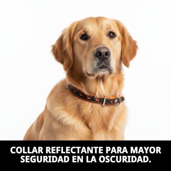 Collar reflectante para perro 57 cm, seguridad y visibilidad en la oscuridad.