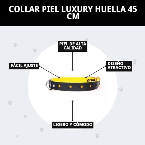 Correa de piel para perros, collar de lujo y resistente de 45 cm.