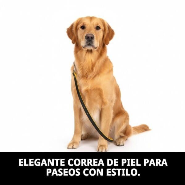 Correa de piel para perros, 130 cm, elegante y resistente.