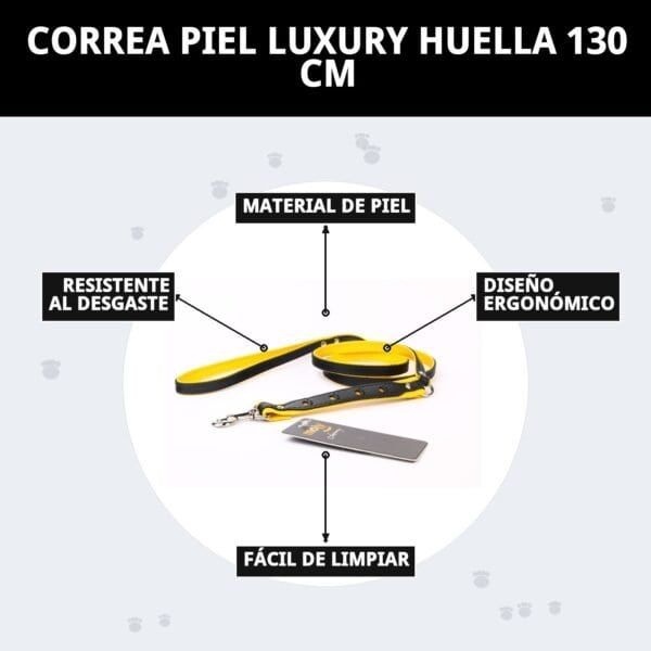 Correa de piel para perros de 130 cm, resistente, ergonómica y fácil de limpiar. Material duradero y diseño de alta calidad.