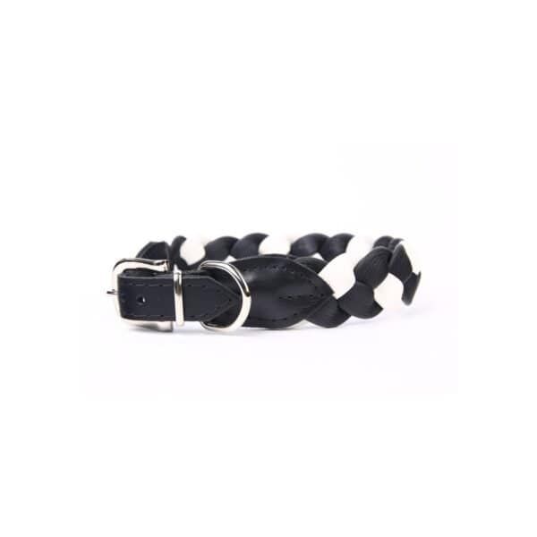 Collar de piel trenzada de 50 cm para perros, con cierre metálico y diseño sofisticado. Perfecto para mascotas con estilo.