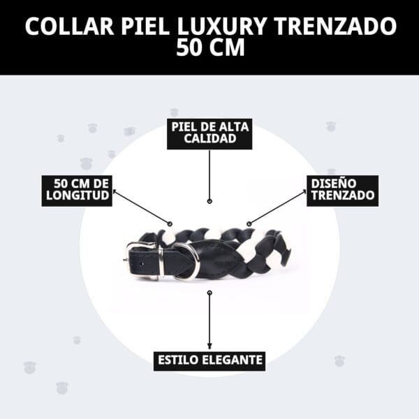 Correa piel de alta calidad, 50 cm, diseño elegante y trenzado para mascotas.