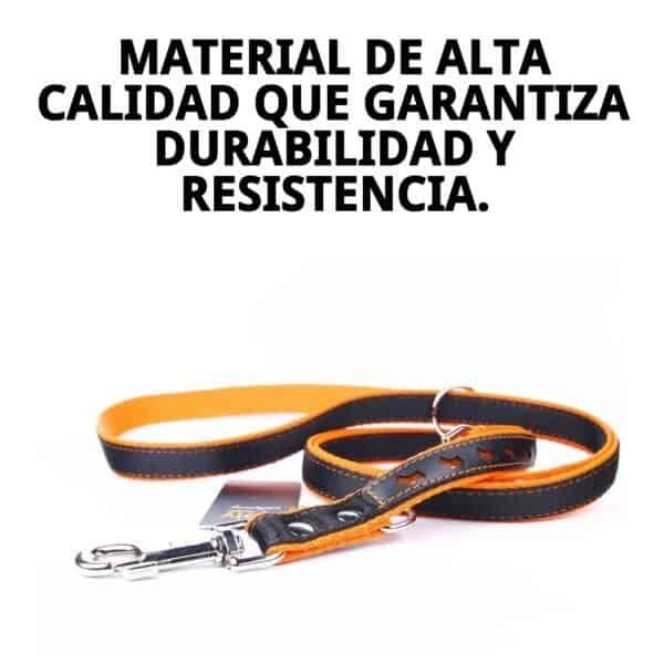 Correa de piel reflectante para mascotas, 220 cm, resistente y duradera. Perfecta para paseos seguros y visibles en la oscuridad.