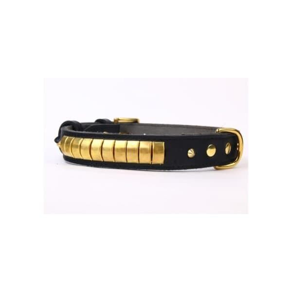 Correa para perros de piel con diseño de lujo de 65 cm y detalles en dorado. Elegante y duradera, perfecta para mascotas exclusivas.