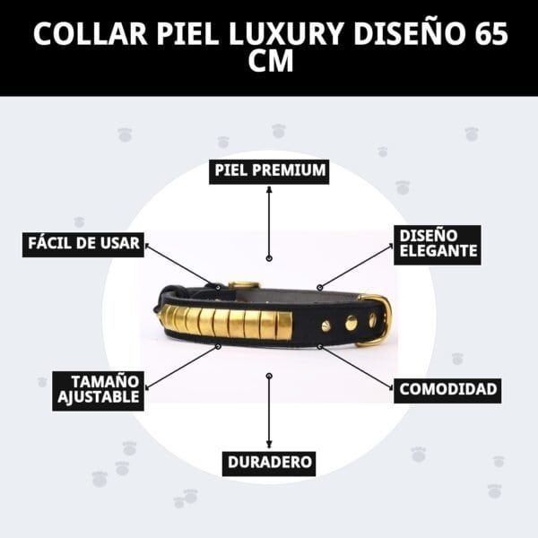 Collar piel luxury 65cm para perros y gatos. Diseño elegante, duradero y ajustable, con acabado premium y fácil de usar.
