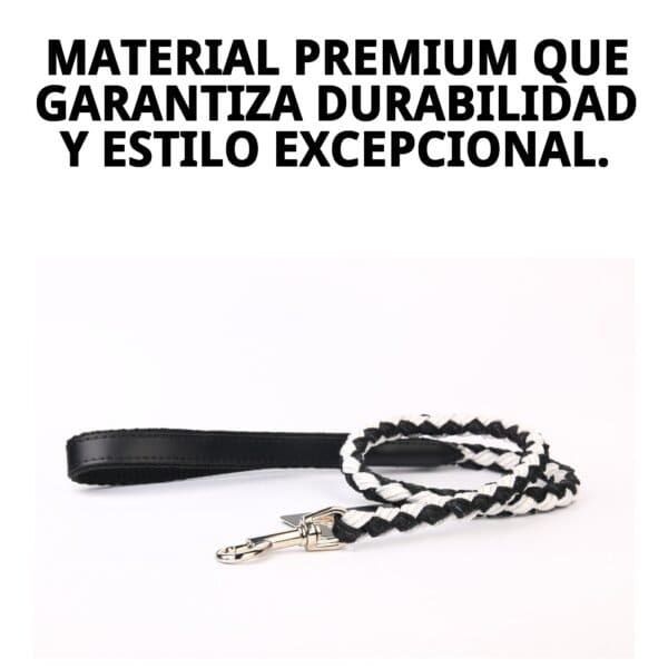 Correa de piel trenzada para perros, 120 cm, resistente y duradera. Ideal para paseos y entrenamiento.