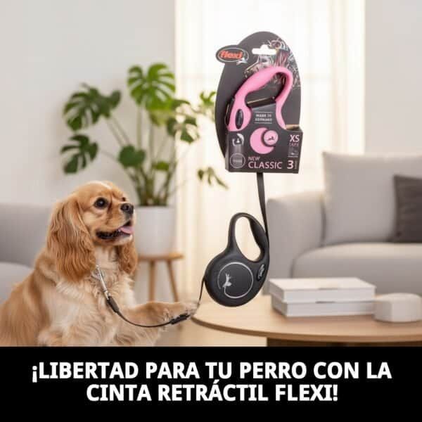 Correa retráctil flexible para perros pequeños, control y libertad en paseos.