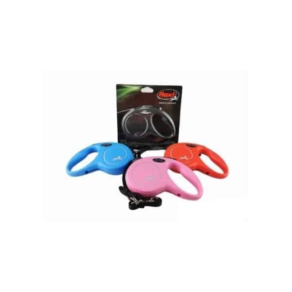 Correa extensible para perros medianos y grandes, color rosa, azul o naranja. Máximo control y libertad en paseos.
