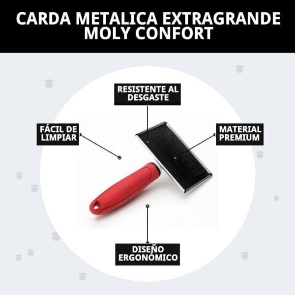 Cepillo metálico extragrande para perros grandes de pelo medio y largo. Resistente, fácil de limpiar, con diseño ergonómico y material premium.