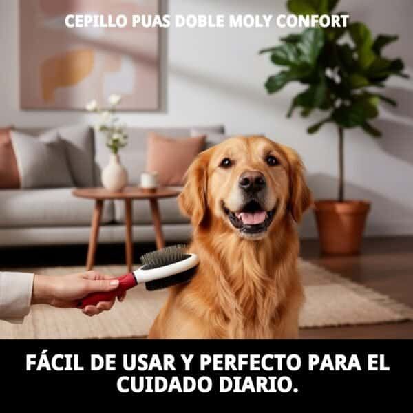 Cepillo para mascotas, doble peine Moly Confort para desenredar y suavizar el pelaje de perros y gatos.